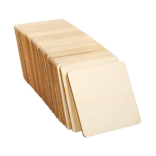 Uonlytech 30Stücke DIY Holzscheiben Quadratische Blanko Holzstücke Für Handarbeiten Für Basteln Und Dekoration Große Natürliche Holzplatten von Uonlytech