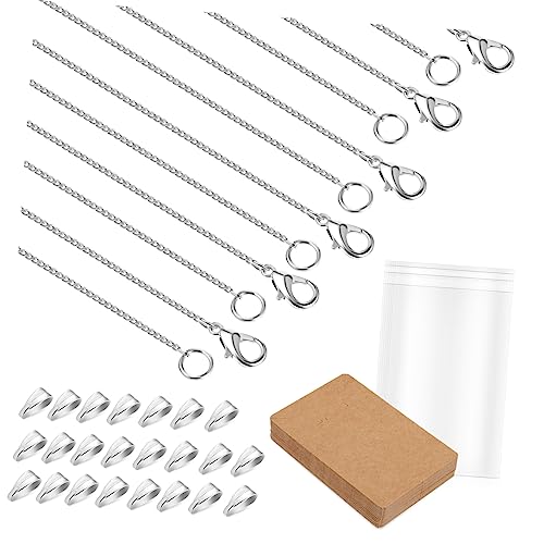 Uonlytech 30Stücke Silberketten für DIY Schmuckherstellung Halskette Verschlüsse und Selbstklebende Tüten für Armbänder und Halsketten Perfektes Uonlytech 30Stücke Silberketten für DIY Schmuckherstellung Halskette Verschlüsse und Selbstklebende Tüten für Armbänder und Halsketten Perfektes von Uonlytech