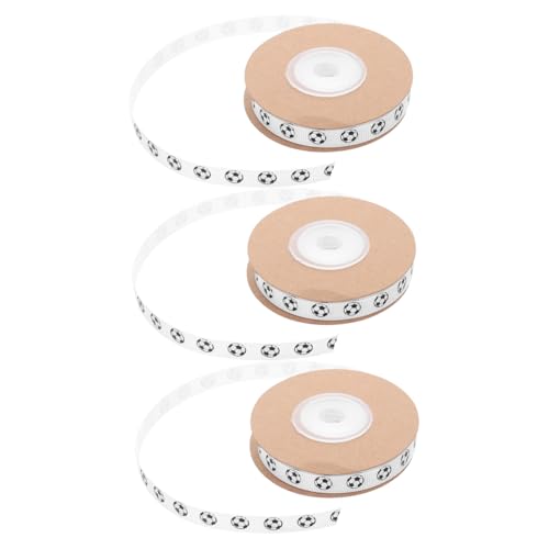 Uonlytech 3Roll Fußball Geschenkband Breit Weiß mit Drahtkante Langlebiges Seidenmaterial Glänzend und Farbbeständig für Geschenkverpackungen und Diy Bastelarbeiten Yards von Uonlytech