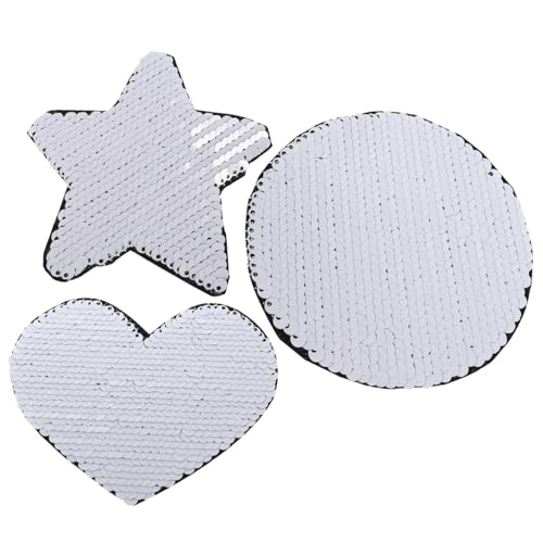 Uonlytech 3Stücke Pailletten Patches für Kleidung Herz Stern DIY Dekoration für Reparaturen und Bastelarbeiten Hochwertige Hautfreundliche Materialien von Uonlytech