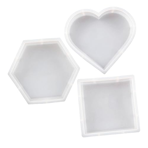 Uonlytech 3Stücke Silikonform DIY Formen für Dekoration Herz Sechseck Flexibel Langlebig Wiederverwendbar für Epoxidharz Bastelprojekte von Uonlytech