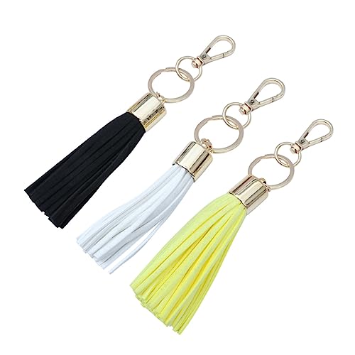 Uonlytech 3Stücke Teiliges Quaste Schlüsselanhänger Kreative Hängende Dekoration für Taschen Handys und Autoschlüssel und Gelb für Frauen und Mädchen von Uonlytech