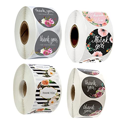 Uonlytech 4 Rollen Blumen Danke Etiketten Aufkleber Selbstklebende Dekorationssticker für Basteln und Backen pro Rolle für Umschläge und Verpackungen Uonlytech 4 Rollen Blumen Danke Etiketten Aufkleber Selbstklebende Dekorationssticker für Basteln und Backen pro Rolle für Umschläge und Verpackungen von Uonlytech
