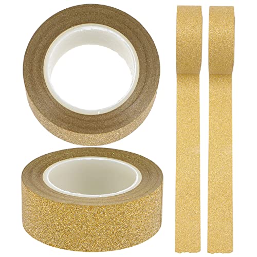 Uonlytech 4 Rollen Glitzer Washi Tape Dekorative Klebebänder für Scrapbooking Diy Handwerk Journaling Selbstklebende Klebebänder Goldfarbe Einfach zu Verwenden und Tragbar von Uonlytech