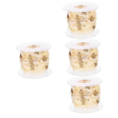 Uonlytech 4 Rollen Hochzeitsdekorationsband Satinbänder Hochzeit Braut- Wickelband Stoffbänder Burgund Hochzeitsdekorationen Herstellung Bogen Bänder Für Handwerk Groß Golden Polyester von Uonlytech