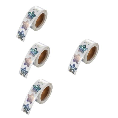 Uonlytech 4 Rollen Pentagramm-Aufkleber Glänzende Sternaufkleber selbst klein Vinyl metallisch Sterne-Aufkleber für Sternaufkleber in großen Mengen Aufkleber Etiketten von Uonlytech