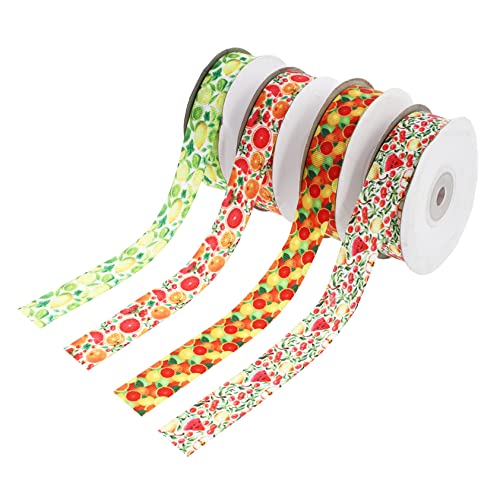Uonlytech 4 Rollen Polyester Geschenkband mit Obstmotiven Weiches Diy Schleifenband für Geschenkverpackung Bastelbedarf Party und Wohnkultur pro Rolle von Uonlytech