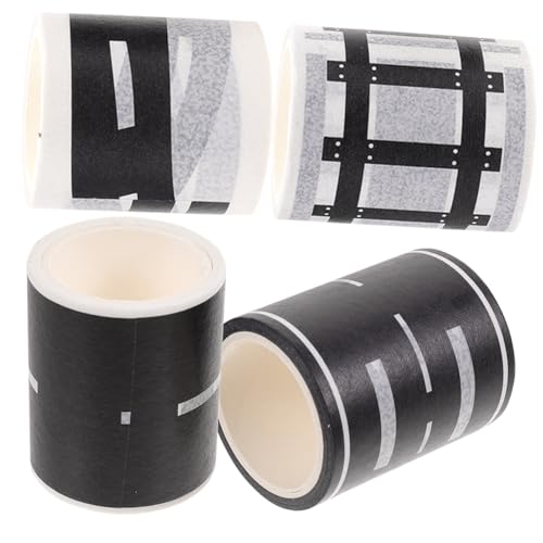 Uonlytech 4 Rollen Verkehrsschild Klebeband für Abnehmbares Washi Tape für Diy Spielzeugstraßen Straßen Autobahn und Bahngleis Designs von Uonlytech