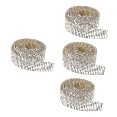 Uonlytech 4 Rollen Würfelband Party große Strasssteine ​​zum Basteln Klebstoff Band zum Basteln Dekoration nähen Strass Handwerk Strasssteine ​​Aufkleber Strassband Kristall von Uonlytech