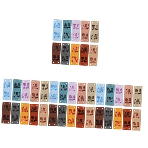 Uonlytech 4 Sätze Diy Patch Patch Stoff Nähen Sticken Geprägt Mit Handgefertigt Etiketten Mini Handgemachte Anhänger Kleidungsetikett Kleidungsdekorationsetikett Pu-leder 10 Stück * 4 von Uonlytech