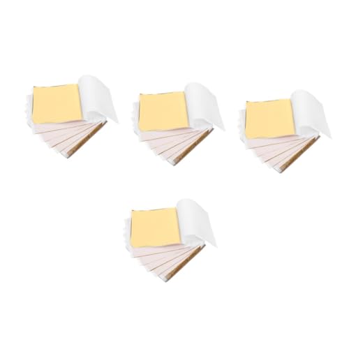 Uonlytech 4 Sätze Goldfolie Folienkarton Farbige Folie Metallisches Origami-papier Goldflocke Folie Origami-papier Metallblatt Eloxiertes Aluminium Golden 100 Stück * 4 von Uonlytech