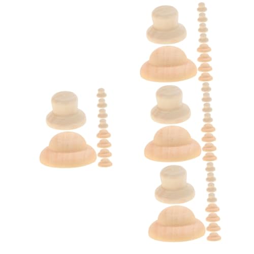 Uonlytech 4 Sätze Hut Aus Unbemalten Holzklammern Miniatur-puppenhüte Puppenhüte Für Handwerk Graffiti-peg-puppenhut Puppenhutmodell Aus Holz Leere Hölzerne Puppenmütze Beige 40 Stück * 4 von Uonlytech
