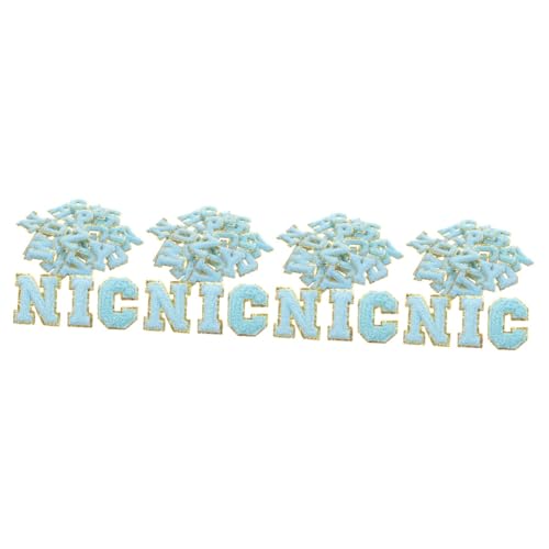 Uonlytech 4 Sätze Teiliges Set Dekorative Gestickte Aufnäher Für Kleidung Blaue Buchstaben Patches Zum Aufbügeln Für Handarbeiten Und Modeaccessoires 26 Stücke * 4 von Uonlytech