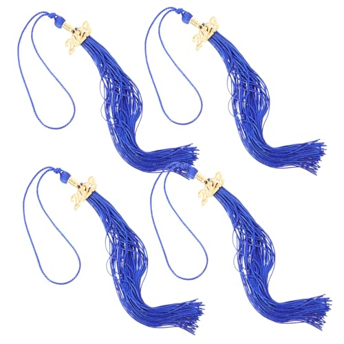 Uonlytech 4 Stück Doktorhut Quaste mit Charm Abschlussaccessoires für Graduierungsfeiern und Partys Langlebige Polyesterquasten Blau von Uonlytech