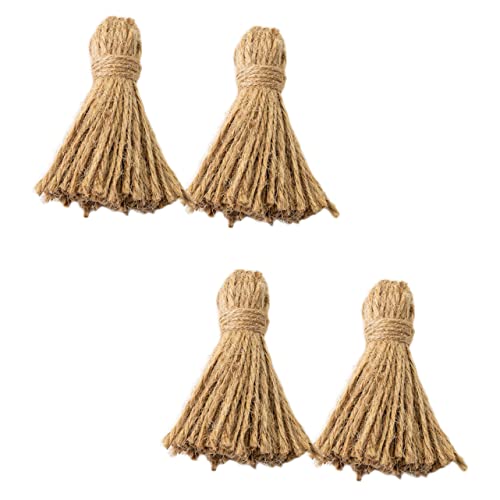 Uonlytech 4 Stück Hanfseil Quasten Party Dekorationen Jute Diy-quaste Foto -requisiten Szenenlayout Babyzimmerdekor Quastenanhänger Diy Anhänger Im Böhmischen Stil Khaki Natürliche Schnur von Uonlytech