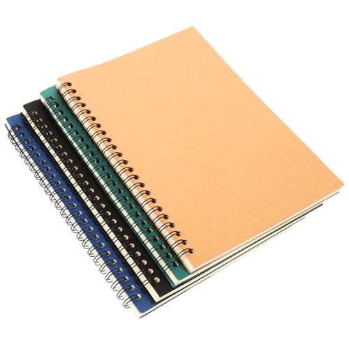 Uonlytech 4 Stück Kraftpapier Notizbuch Teiliges Spiral Notizbuch für Planung und Notizen Originalfarbe Schwarz Blau und Grün für Büro Schule und Persönliches Zeitmanagement von Uonlytech