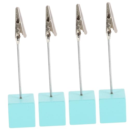 Uonlytech 4 Stück Memo-ordner Platzkartenhalter Für Den Tisch Tischbildhalterständer Fotoclips Tisch Steht Für Schilder Desktop-fotohalter Tischnummer Steht Memohalter Sky-blue Holz von Uonlytech