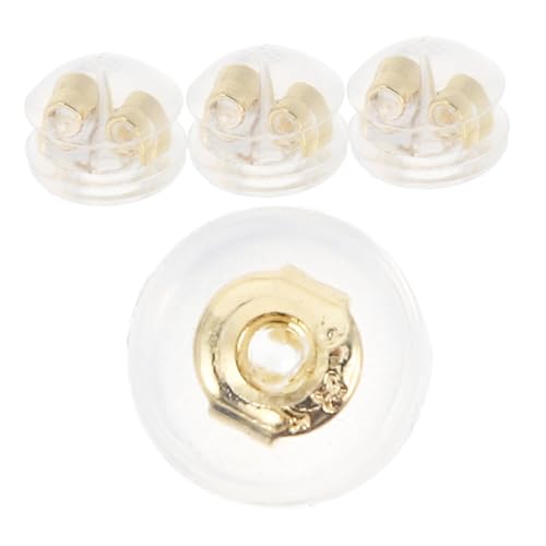 Uonlytech 4 Stück Ohrring-zubehör Ohrringrückersatz Ohrstecker Selber Machen Ohrringe Zubehör Ohrringpfosten-rückseiten Ohrringrücken Silikon Ohrring-stützrücken Ohrschutz Kieselgel Golden von Uonlytech