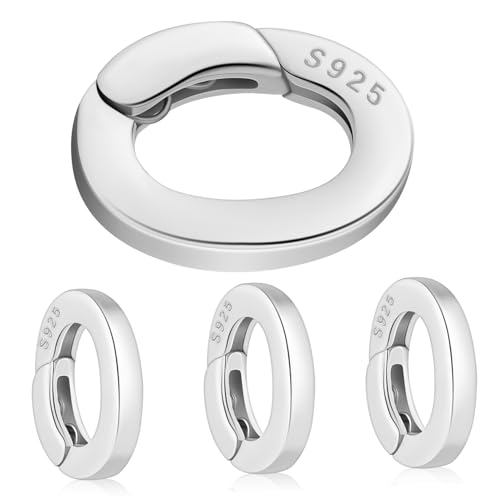 Uonlytech 4 Stück Schmuckschnalle dünn Verstärker Schließe Oval Schmuckverschlüsse aus Silber Karabinerhaken Halsketten Clips Schmuck Karabiner Zauberverschluss Halskettenclip Silber- Silver von Uonlytech