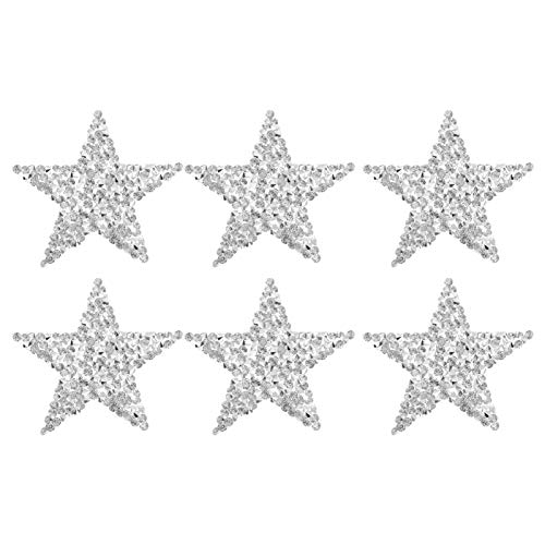 Uonlytech 4 Stück Silberne Stern Patches Selbstklebende Applikationen für Kleidung Strass Aufnäher für DIY Handwerk zum Dekorieren und Reparieren von Jeans Jacken und von Uonlytech