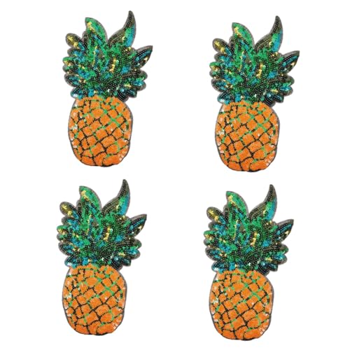Uonlytech 4 Stück Stickpine Patch gestickte Aufnäher Paillette Flicken für Kleidung Hallo Party nähen Flecken Kleidungsflicken Patches süß Patches für Hüte Hutflicken aufbügeln Polyester von Uonlytech