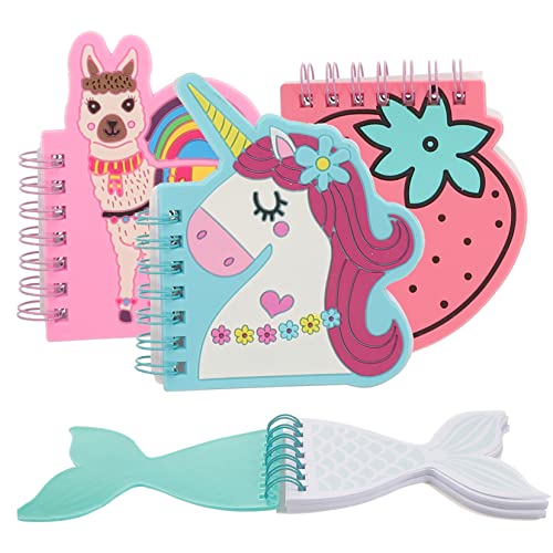 Uonlytech 4 Stück Teiliges Cartoon Notizbuch mit Spiralbindung Notizblöcke für Bürobedarf Handliches Memo Pad für Notizen und Aufgabenplanung Zufälliger Stil von Uonlytech