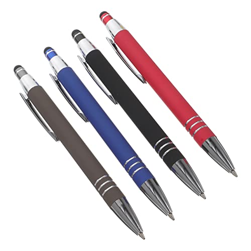 Uonlytech 4 Stück Teiliges Kugelschreiber Metall Touchpen Ergonomisch Kugelschreiber für Büro Schule Alltag in Schwarz Rot Dunkelblau Vielseitige Schreibstifte und Spaß Stifte von Uonlytech
