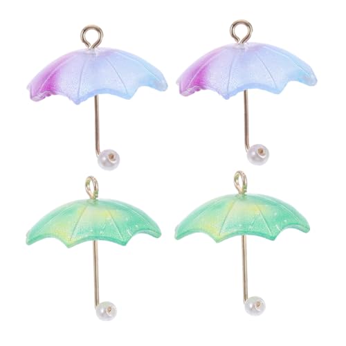 Uonlytech 4 Stück Teiliges Mini Regenschirm Anhänger Acryl DIY Schmuck Zubehör für Ohrringe Damen Basteln Schlüsselanhänger Halsketten Kreative Ohrschmuck Inspiration von Uonlytech