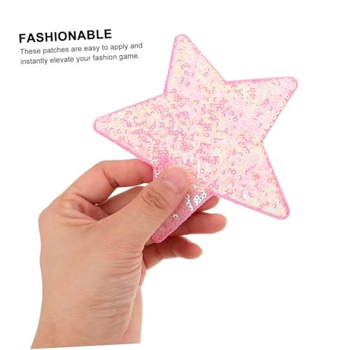 Uonlytech 4 Stück Teiliges Stern Pailletten Aufnäher mit Kleber Schimmernde Stickerei Patches für Jacken Shirts Hüte Kreative DIY Applikationen für Kleidung und Accessoires Weiß Orange von Uonlytech