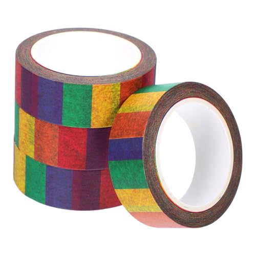 Uonlytech 4 Stück Teiliges Washi Tape Bunt Gestreift Handreißbar Dekoratives Klebeband für Scrapbooking Planer Basteln ohne Rückstände Vielseitig Verwendbar von Uonlytech