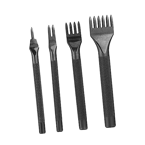 Uonlytech 4 Stücke Teiliges Diy Lederwerkzeug mit Lochstanzer und Nähbedarf für Heimwerkstätten Hochfester Scharfe Rhombuszähne Rutschfester Griff für Präzises Stanzen Leder von Uonlytech