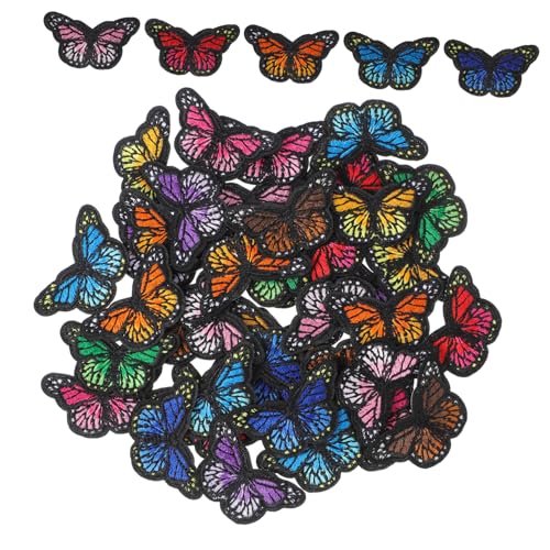 Uonlytech 40 Stück Bunte Schmetterlings Bügeldesigns DIY Stickerei Patches für Kleidung Taschen und Bastelprojekte zum Abdecken von Flecken und Löchern Kreative Zufällige Zufällige Farbe von Uonlytech