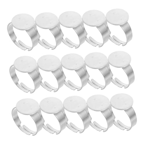 Uonlytech 40 Stück Einstellbare Ringe Basis Runde Blanko Fingerringe für DIY Schmuckherstellung Cabochon Tray für Kreative Bastelprojekte Uonlytech 40 Stück Einstellbare Ringe Basis Runde Blanko Fingerringe für DIY Schmuckherstellung Cabochon Tray für Kreative Bastelprojekte von Uonlytech