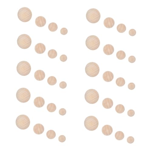 Uonlytech 40 Stück Natürliche Halbholzperlen Unbehandelte Halbkugeln für DIY Projekte Bastelbedarf Kunsthandwerk Holzperlen ohne Bohrung Holzhalbkugeln Naturholz von Uonlytech