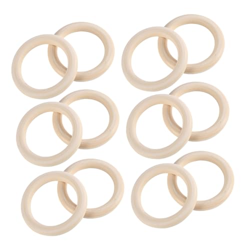 Uonlytech 40 Stück Teiliges Naturbelassene Holzringe Unbehandelte Holzkreise für DIY Schmuck Rustikale Holzornamente Langlebige Holzkreise für Bastelprojekte und Dekoration von Uonlytech