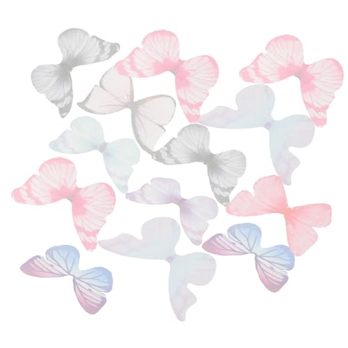 Uonlytech 40 Stück Teiliges Schmetterling Stoffapplikationen aus Organza für Kleidung Dekoration DIY Basteln Haaraccessoires in Pastellfarben für Wand und Party von Uonlytech