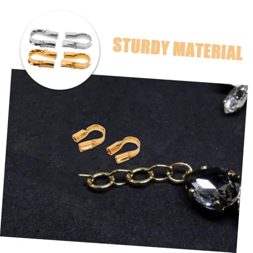 Uonlytech 400 Stück U Förmige Metall Drahtschutzbügel Schmuck Drahtschutzschlaufen für DIY Armband Halskette Ohrschmuck Zubehör Endverbinder Verschlüsse Gold und Silber von Uonlytech