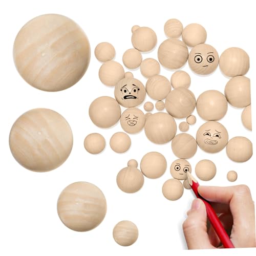 Uonlytech 40Stücke Holzkugeln Runde Bastelkugeln Natürlichem Holz und Unbehandelte Holzperlen für DIY Schmuck Heimdekoration und Holzhandwerk Solide Uonlytech 40Stücke Holzkugeln Runde Bastelkugeln Natürlichem Holz und Unbehandelte Holzperlen für DIY Schmuck Heimdekoration und Holzhandwerk Solide von Uonlytech
