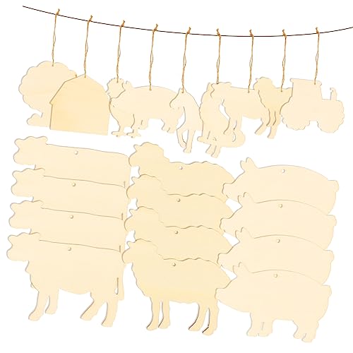 Uonlytech 45Stücke Unvollendete Holz Ausschnitte Für DIY Farm Themen Glatte Oberflächen Für Kinderkunst Und Bastelprojekte Für Dekorieren von Uonlytech