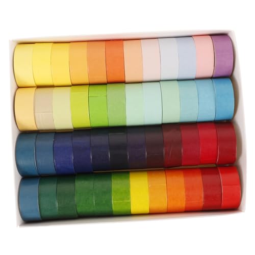 Uonlytech 48 Rollen farbiges Band dekorativ Streifen Scrapbooking Kunsthandwerk ästhetisch Washi Tape DIY-Bänder Klebeband nachfüllen Washi-Tape-Jahrgang einfache Washi-Tapes Flüsterpapier von Uonlytech