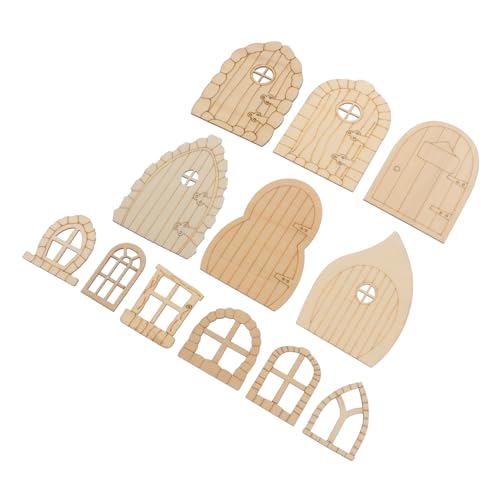 Uonlytech 48Stücke Holz Garten Türen Unlackierte DIY Feen Tür Dekorationen Hochwertigem Holz für Kreative Bastelprojekte für Weihnachten und Feiertagsfeiern von Uonlytech