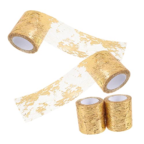 Uonlytech 4Rollen Goldenes Mesh Tüllband für DIY Bastelprojekte Geschenkverpackungen und Dekorationen Vielseitig Einsetzbar für Hochzeiten und Festlichkeiten von Uonlytech