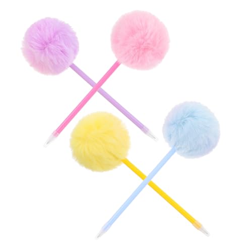 Uonlytech 4Stücke Flauschige Pompom Kugelschreiber Süße Stifte für Schule und Büro Kreative Schreibutensilien mit Ergonomischem Design Geschenkidee für Freunde und Familie von Uonlytech