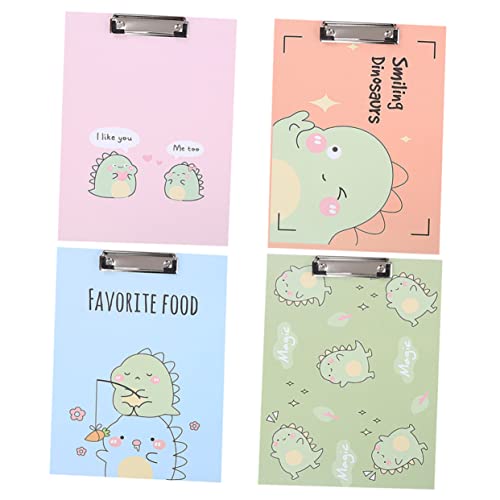 Uonlytech 4Stücke Multifunktionales Cartoon Klemmbrett Buntes Hardboard Schreibunterlage für Schule und Grün Orange von Uonlytech