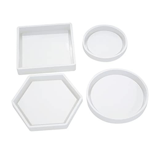 Uonlytech 4Stücke Silikonform für Untersetzer DIY Gießform für Kristalluntersetzer Praktische Silikonform Weiß für Designs und Dekorationen von Uonlytech
