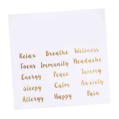 Uonlytech 5 Blätter Kreative Etiketten für Ätherische Öle Selbstklebende Aufkleber zur Flaschenbeschriftung zur Einfachen Identifikation von Aromatherapie Flaschen Goldene Buchstaben für von Uonlytech