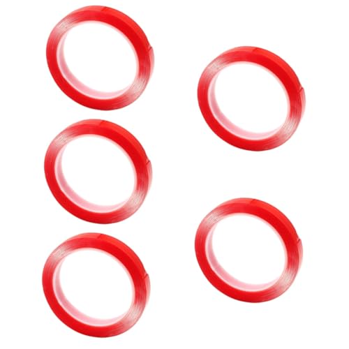 Uonlytech 5 Rollen Bürokratie Hochleistungsband im Freien drinnen Dasselbe Doppelseitige Klebebänder Band schwere Starkes Band dünnes doppelseitiges Klebeband Montageband Acrylsäure rot von Uonlytech