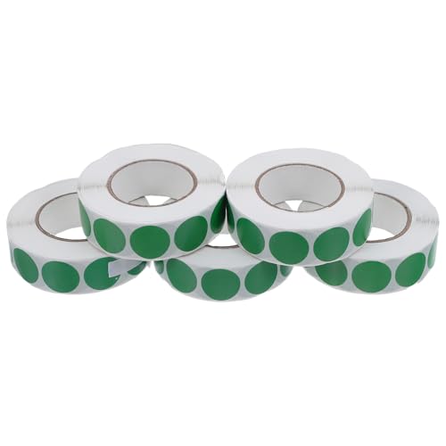Uonlytech 5 Rollen Grüne Selbstklebende Runde Papieraufkleber Je Wasserfest Beschreibbar für Büro Lager Klassenzimmer und DIY Kennzeichnung von Uonlytech
