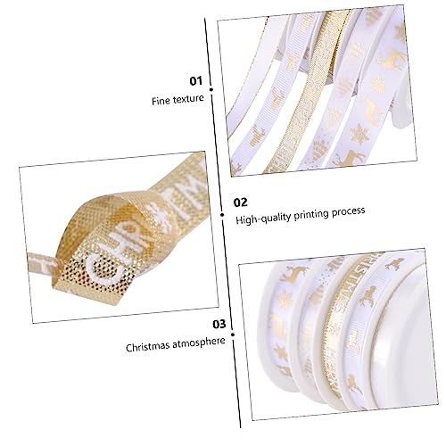 Uonlytech 5 Rollen Teiliges Weihnachtsband Breit Bedrucktes Geschenkband Weiß und Gold Vielseitiges Dekorationsband für Geschenkverpackung DIY Weihnachtsdeko und Festtagsfeiern Uonlytech 5 Rollen Teiliges Weihnachtsband Breit Bedrucktes Geschenkband Weiß und Gold Vielseitiges Dekorationsband für Geschenkverpackung DIY Weihnachtsdeko und Festtagsfeiern von Uonlytech