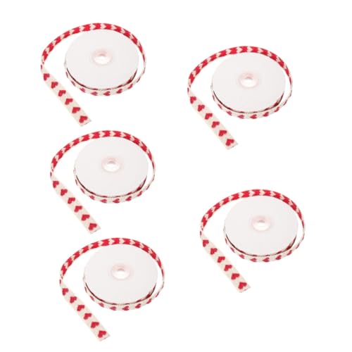 Uonlytech 5 Rollen Wickelband Herzen Bänder zum Basteln dekoratives Band seidenband ribbon decor Multifunktions-Bastelband Paketband für den täglichen Gebrauch Polyester Baumwolle von Uonlytech